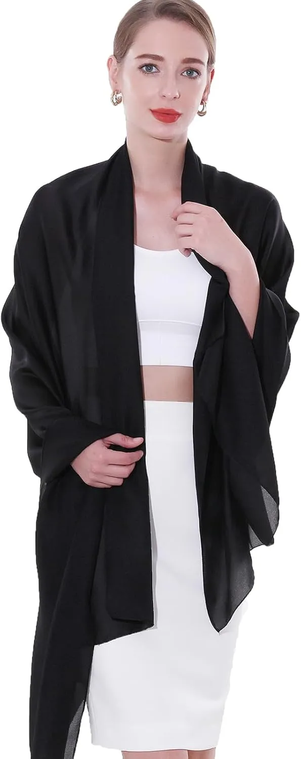 Womens Scarf Pashmina Shawls and Wraps for Evening Dresses Like Chiffon Silk Scarf for Bridal Weddings