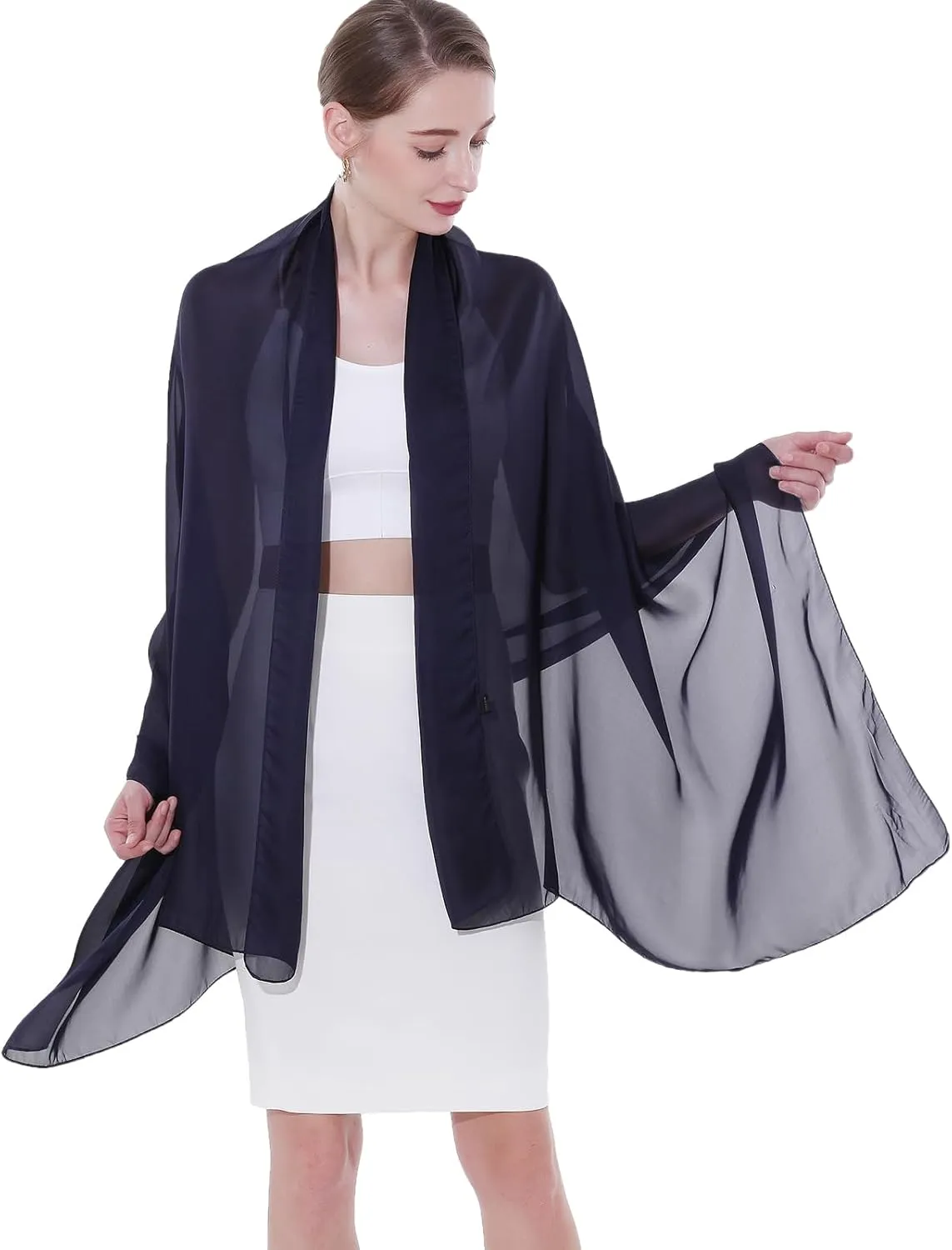 Womens Scarf Pashmina Shawls and Wraps for Evening Dresses Like Chiffon Silk Scarf for Bridal Weddings