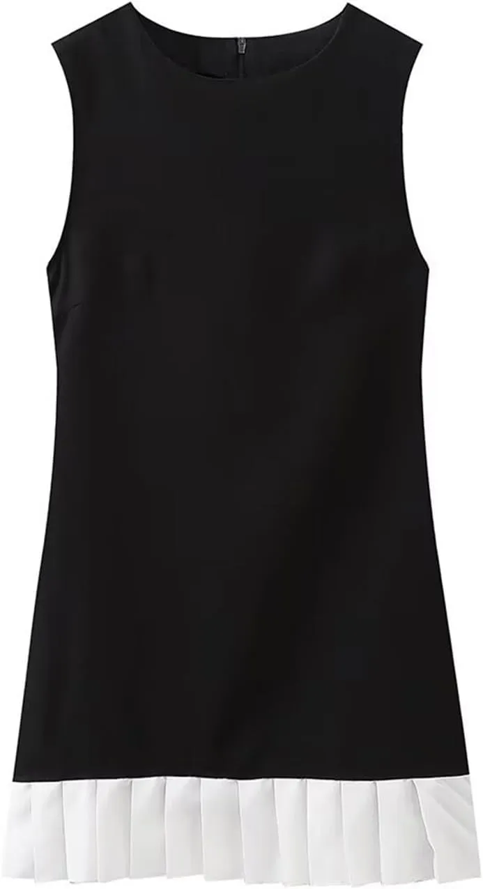 Womens Sexy Summer Dresses Sleeveless Mini Short Dress Ruffle Hem Party Dress Solid Color Bodycon Short Dress