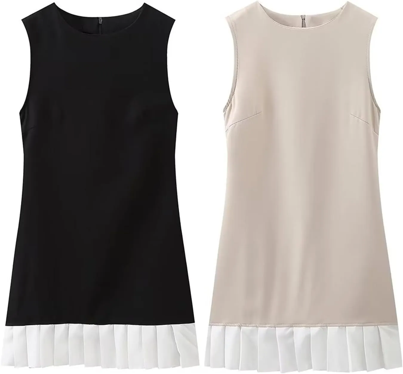 Womens Sexy Summer Dresses Sleeveless Mini Short Dress Ruffle Hem Party Dress Solid Color Bodycon Short Dress