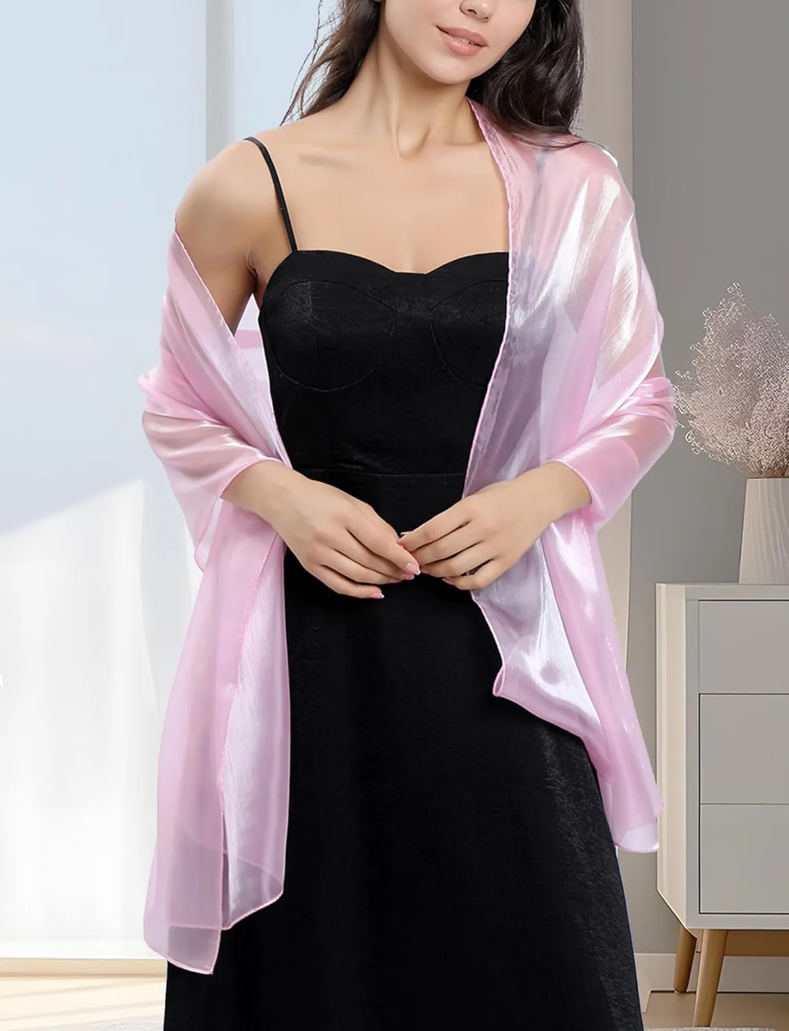 Womens Shawl Wedding Shawl Wraps for Evening Dresses Party Wraps Elegant Soft Sheer Chiffon Stole Bride Wedding Scarf