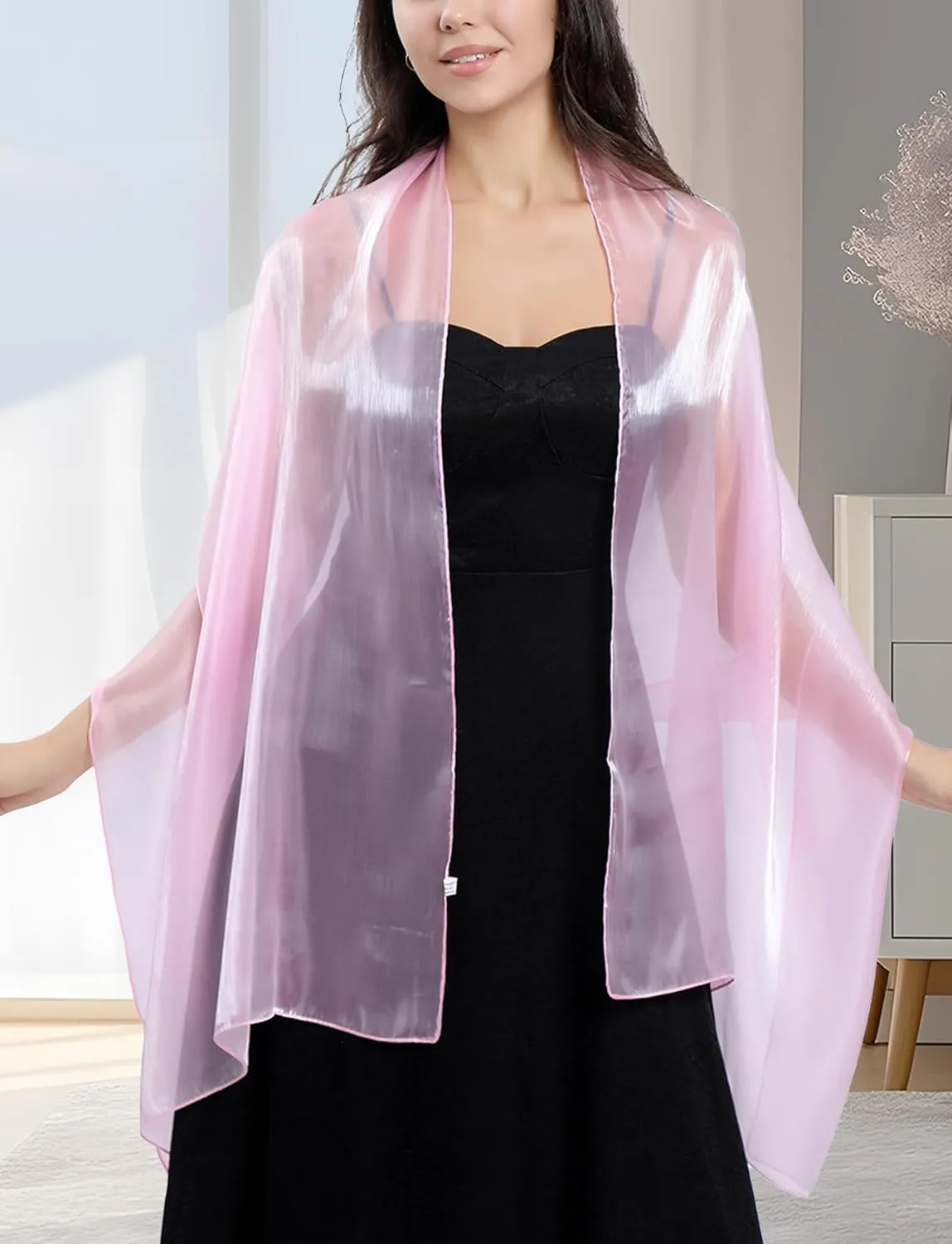 Womens Shawl Wedding Shawl Wraps for Evening Dresses Party Wraps Elegant Soft Sheer Chiffon Stole Bride Wedding Scarf