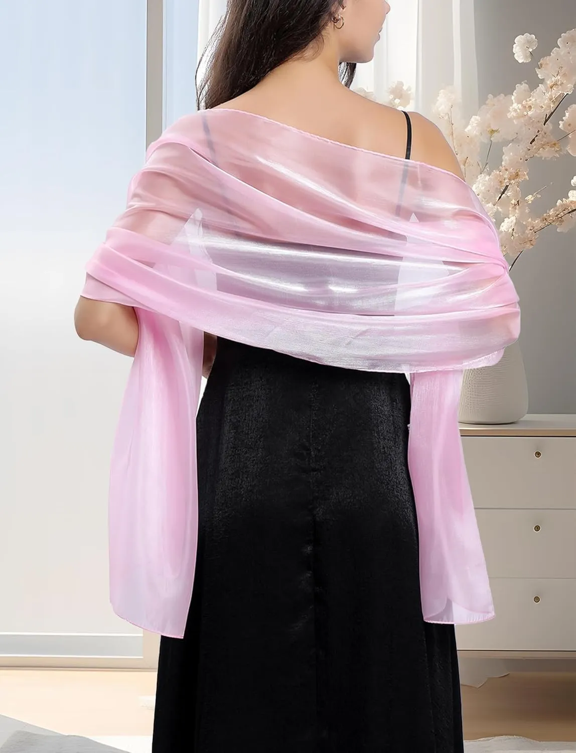 Womens Shawl Wedding Shawl Wraps for Evening Dresses Party Wraps Elegant Soft Sheer Chiffon Stole Bride Wedding Scarf