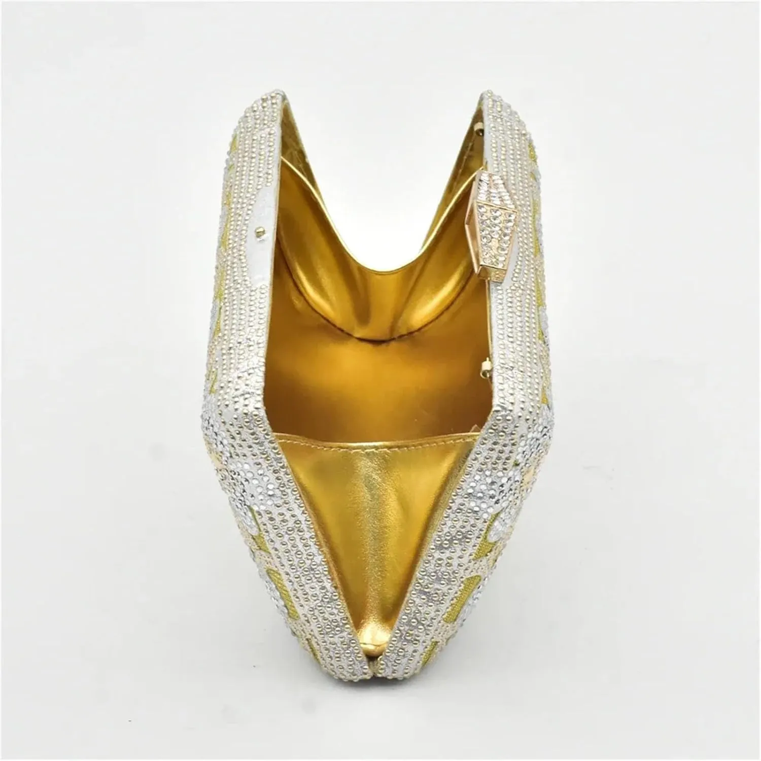 Women's Silver African-Italian Set - Matching Pumps & Clutch for Nigerian Weddings and Evening Parties