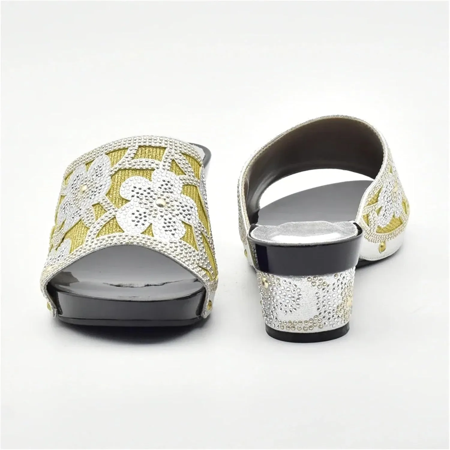 Women's Silver African-Italian Set - Matching Pumps & Clutch for Nigerian Weddings and Evening Parties