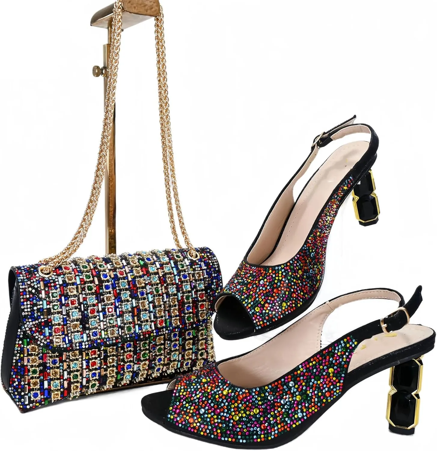 Women's Silver Italian Mature Pumps & Clutch - Elegance for Weddings