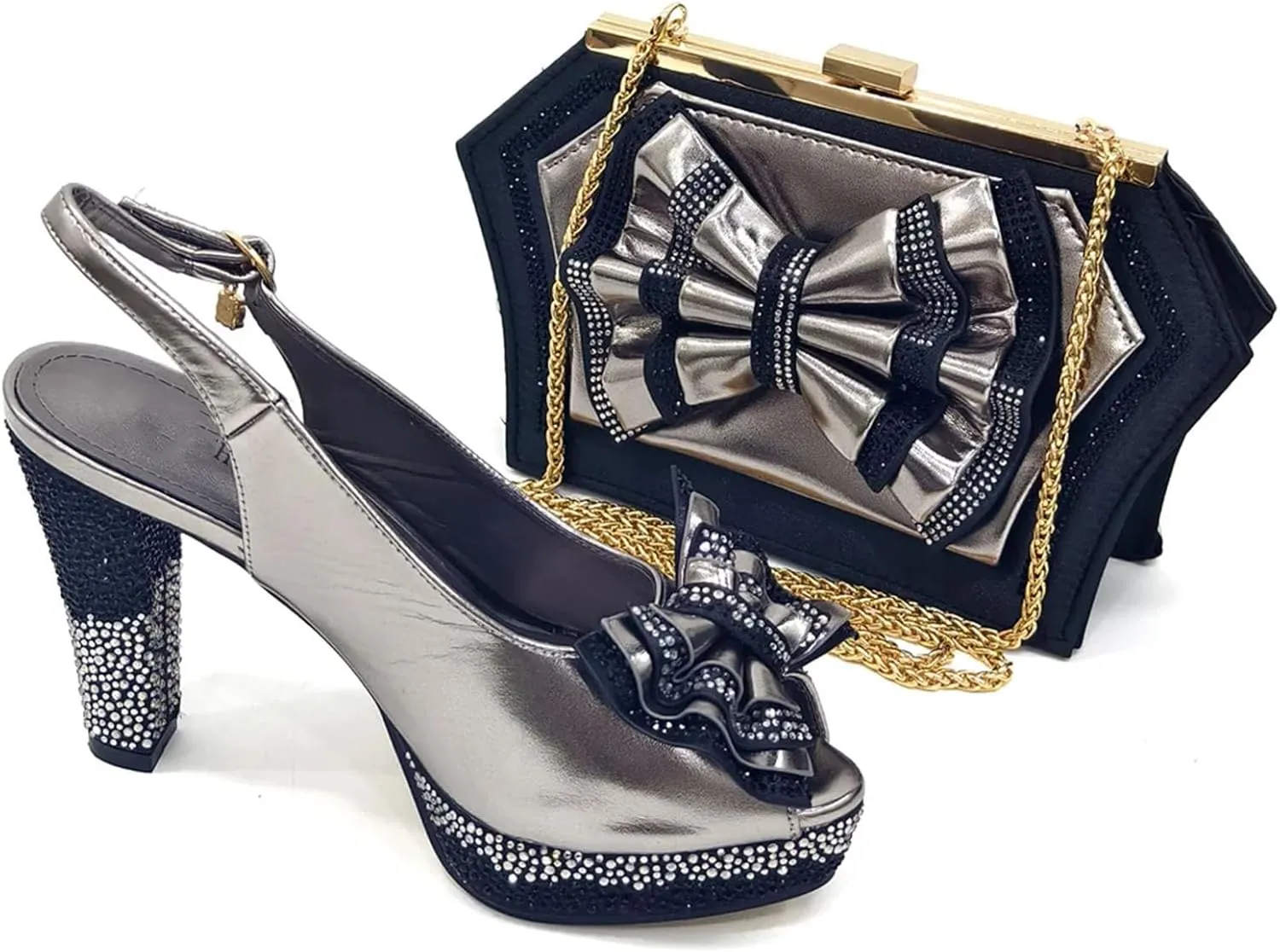 Women's Sky Blue Nigerian Shoe & Bag Set - African Wedding Essentials