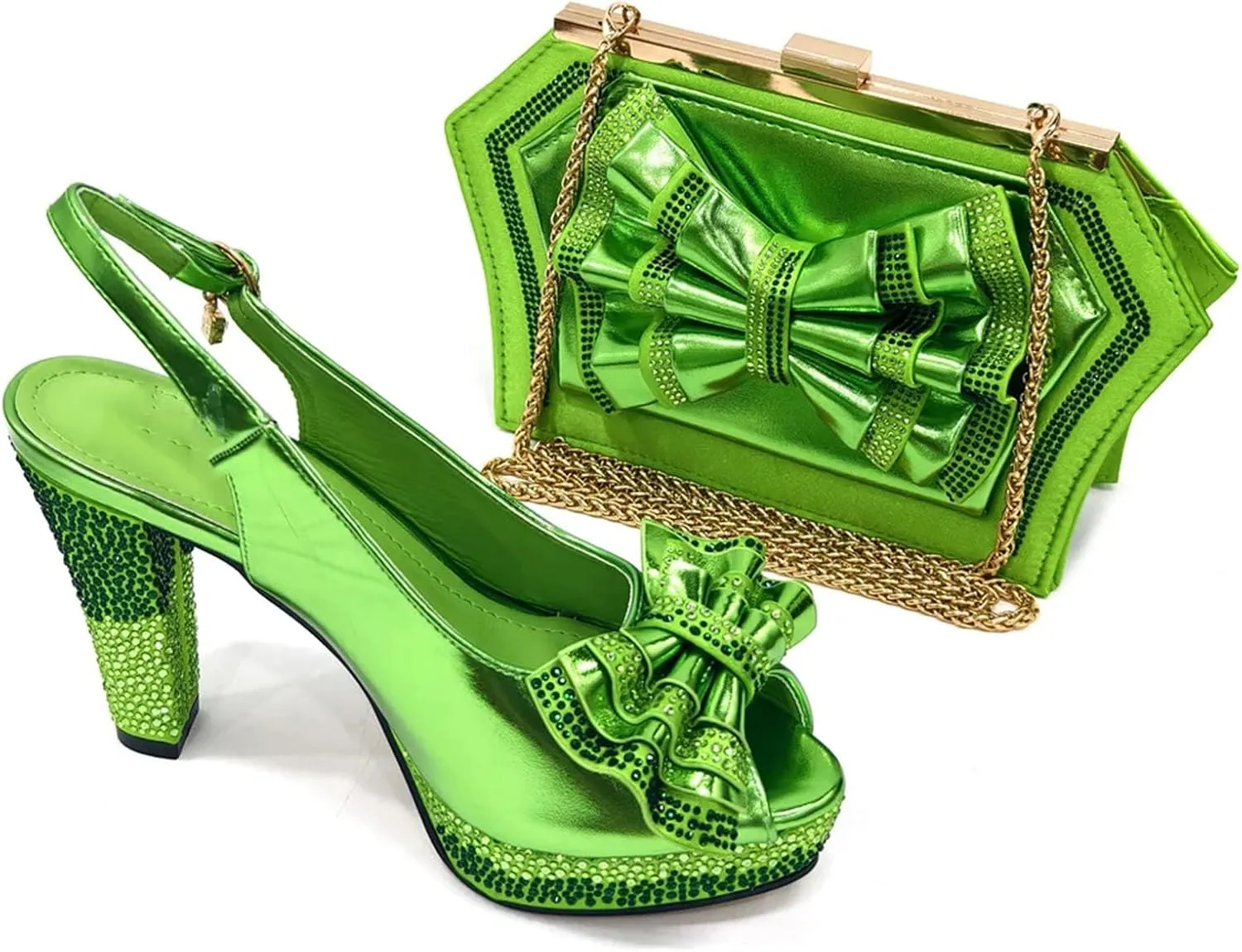 Women's Sky Blue Nigerian Shoe & Bag Set - African Wedding Essentials