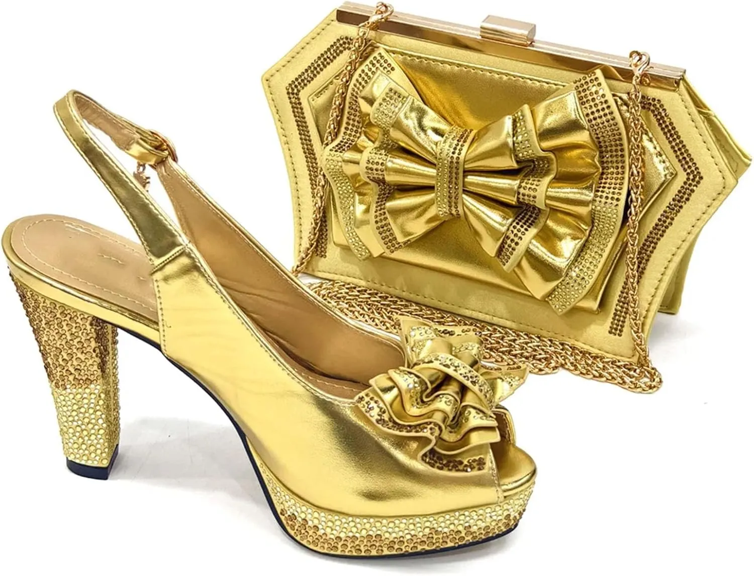 Women's Sky Blue Nigerian Shoe & Bag Set - African Wedding Essentials