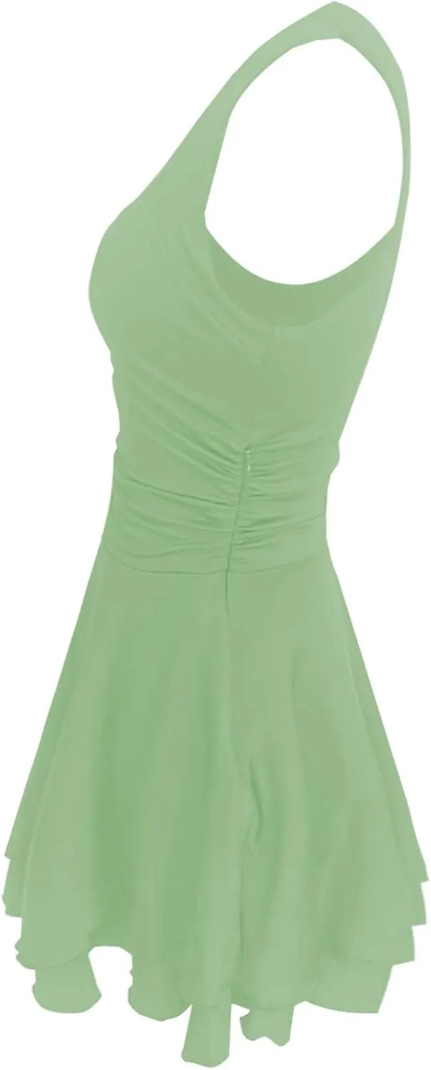 Women's Square Neck Ruffle Hem Mini Dress Ruched Waist Flowy Loose Relaxed Fit Short Trendy Comfy Soft Party Dresses