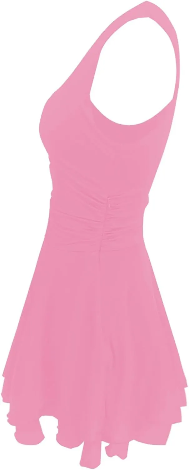 Women's Square Neck Ruffle Hem Mini Dress Ruched Waist Flowy Loose Relaxed Fit Short Trendy Comfy Soft Party Dresses