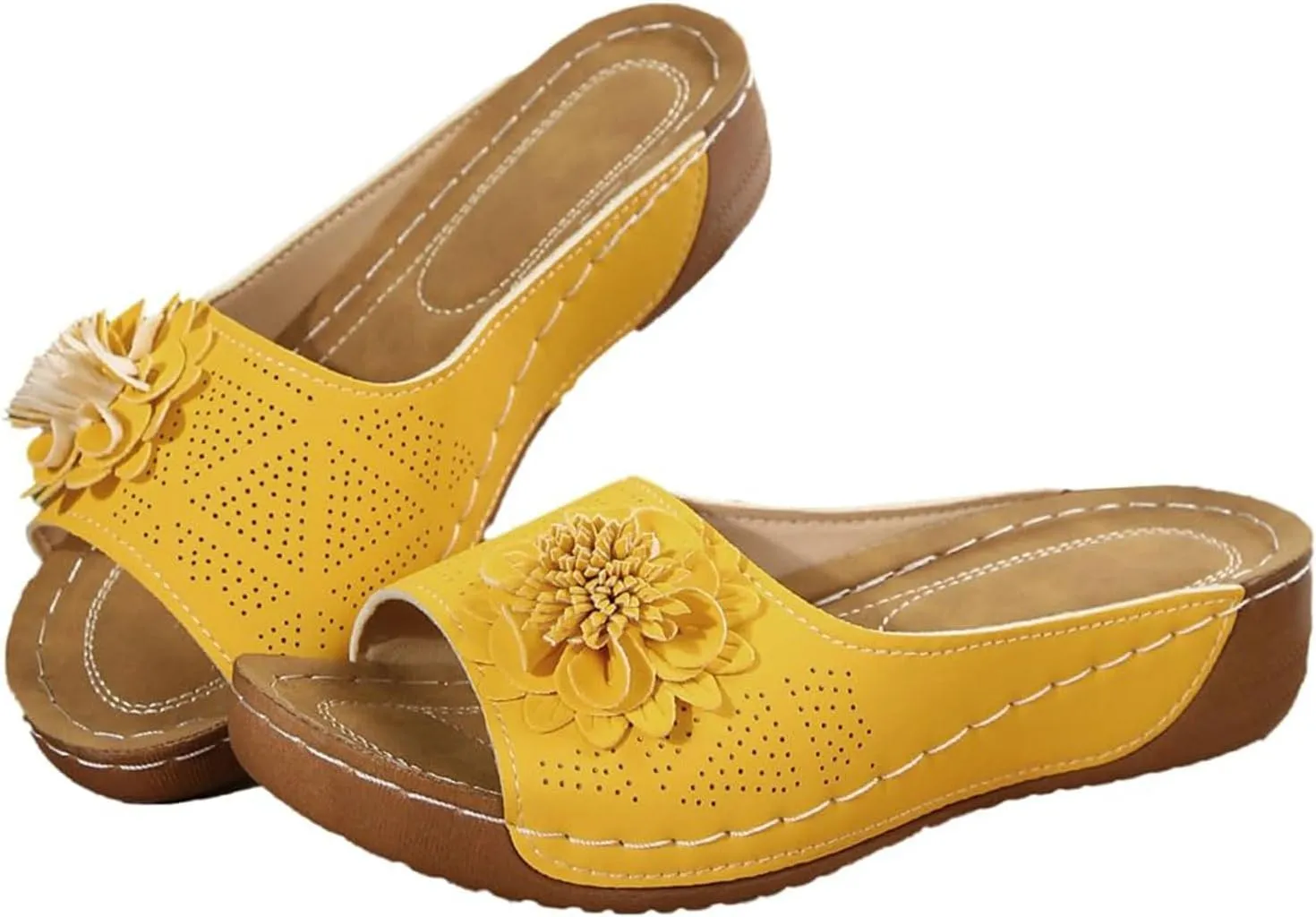 Womens Summer Beach Sandals Wedge Low Open Toe Slides Ladies Dressy Slipper Platform Comfortable Arch Support Sandal Orthopedic Walking Orthopedic Slip On Shoes Wide Width Outdoor Slippers