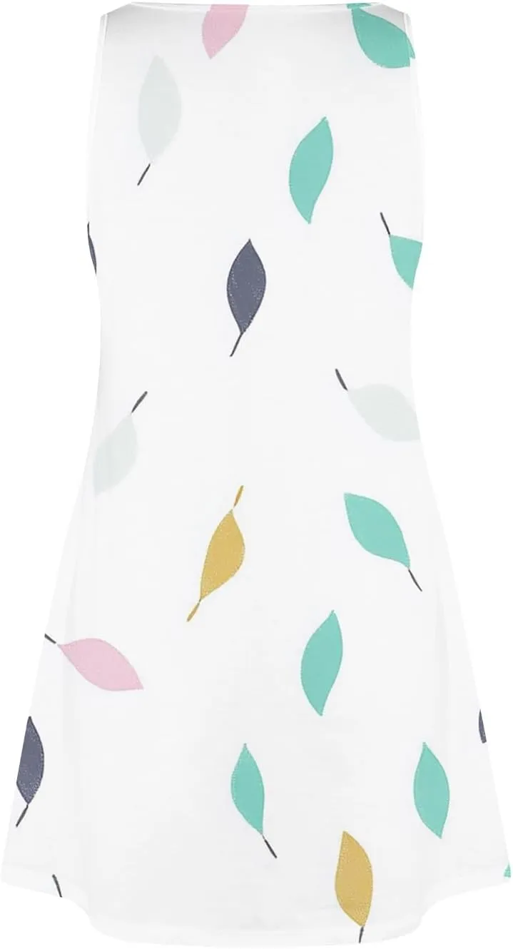 Women's Summer Dresses Summer Casual V Neck Sundresses Boho Tank Dress Beach Vacation Clothes with Pockets