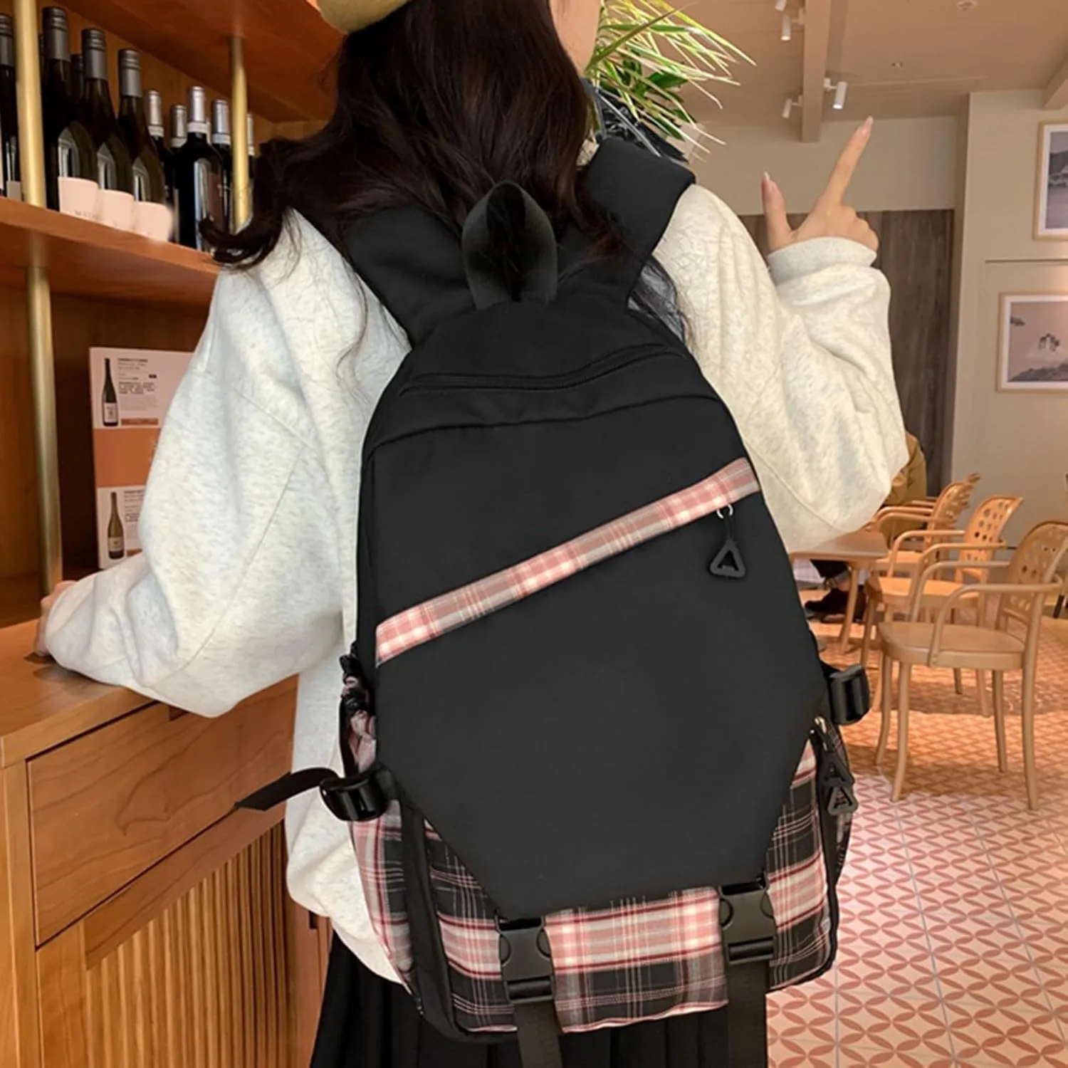 Women's Travel Cloth Lightweight Fashion Backpack Cute Bookbags for College School Travel Mini Purses for Women(Black)