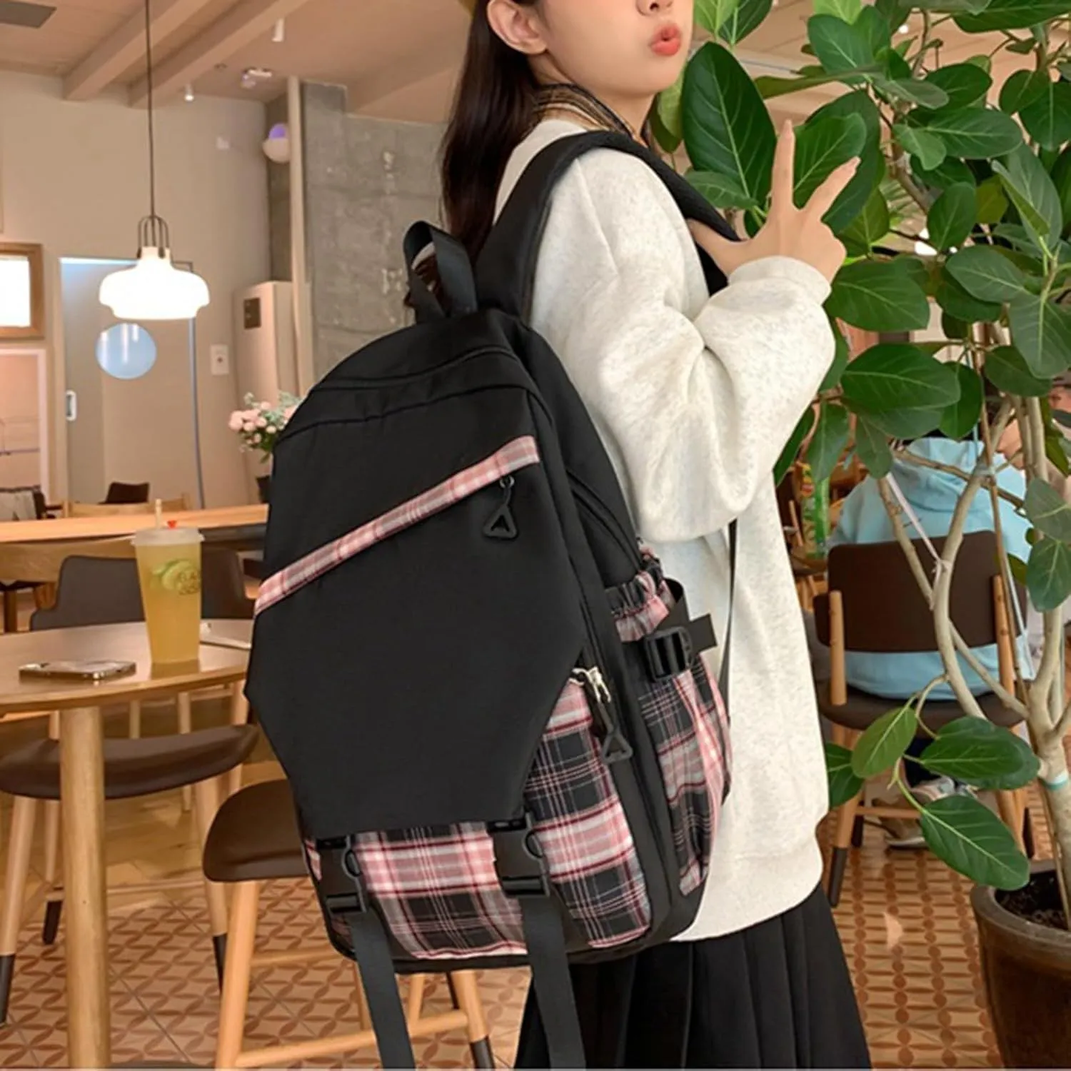 Women's Travel Cloth Lightweight Fashion Backpack Cute Bookbags for College School Travel Mini Purses for Women(Black)