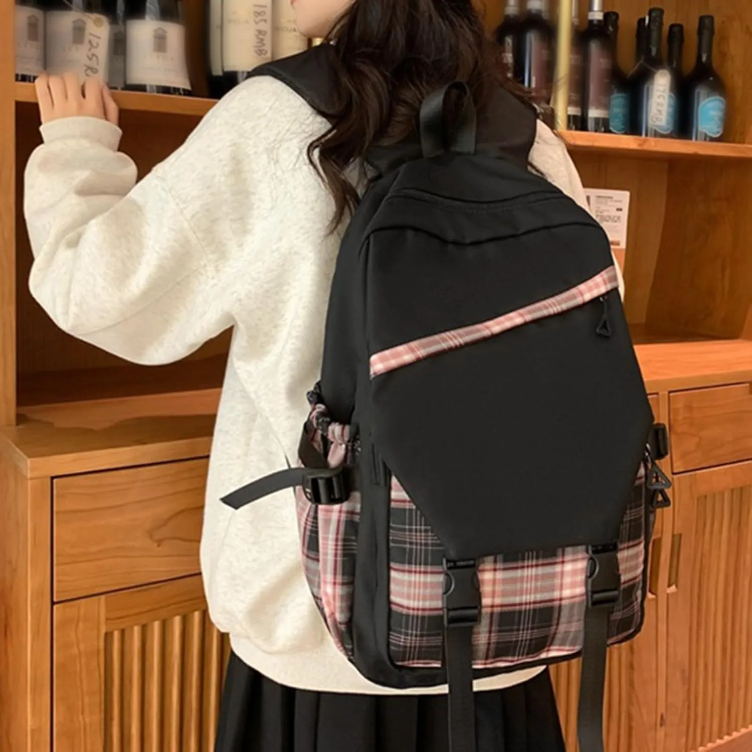 Women's Travel Cloth Lightweight Fashion Backpack Cute Bookbags for College School Travel Mini Purses for Women(Black)
