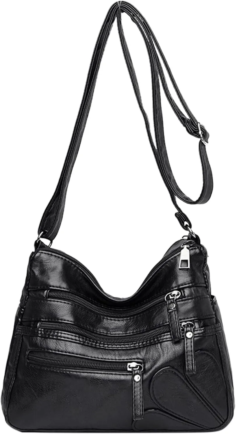 Women's Trendy Purses Vegan Leather Hobo Handbags Women's Shoulder Bags Tote Satchel Hobo Womens Shoulder Purse(Black)