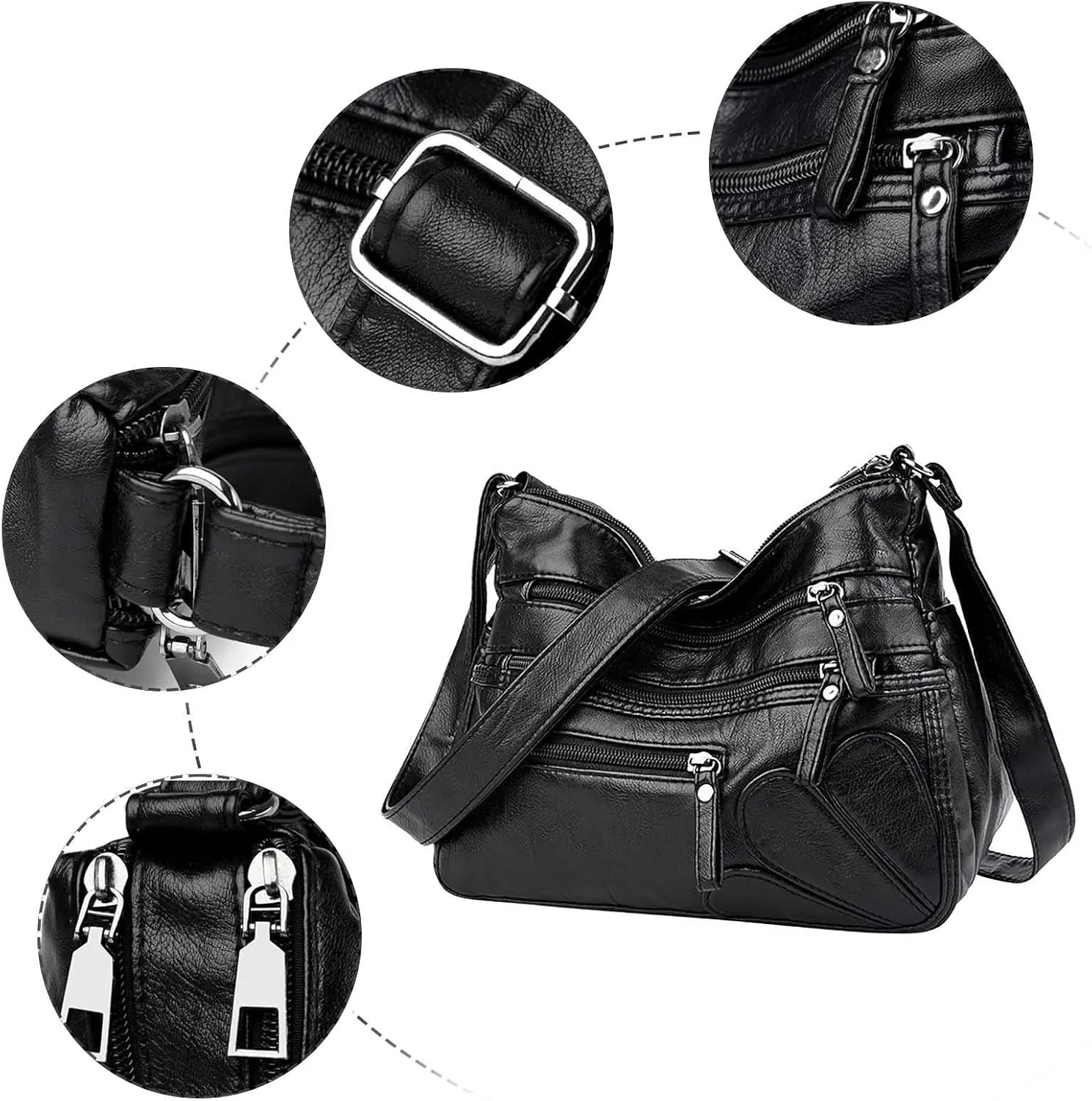 Women's Trendy Purses Vegan Leather Hobo Handbags Women's Shoulder Bags Tote Satchel Hobo Womens Shoulder Purse(Black)