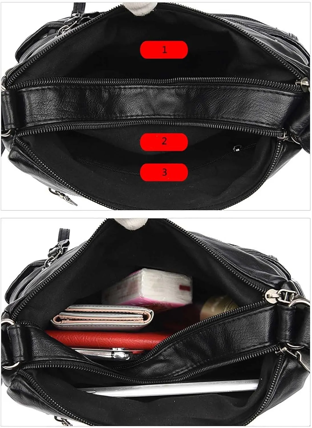 Women's Trendy Purses Vegan Leather Hobo Handbags Women's Shoulder Bags Tote Satchel Hobo Womens Shoulder Purse(Black)