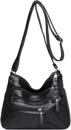Women's Trendy Purses Vegan Leather Hobo Handbags Women's Shoulder Bags Tote Satchel Hobo Womens Shoulder Purse(Black)