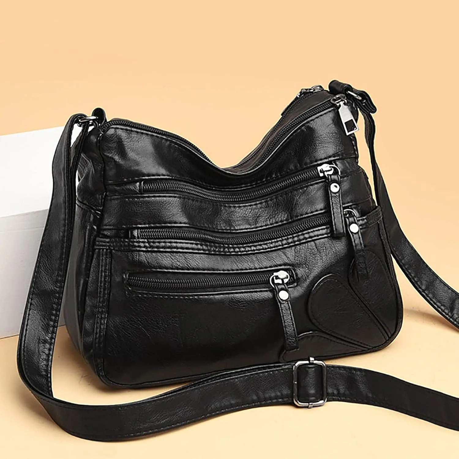 Women's Trendy Purses Vegan Leather Hobo Handbags Women's Shoulder Bags Tote Satchel Hobo Womens Shoulder Purse(Black)