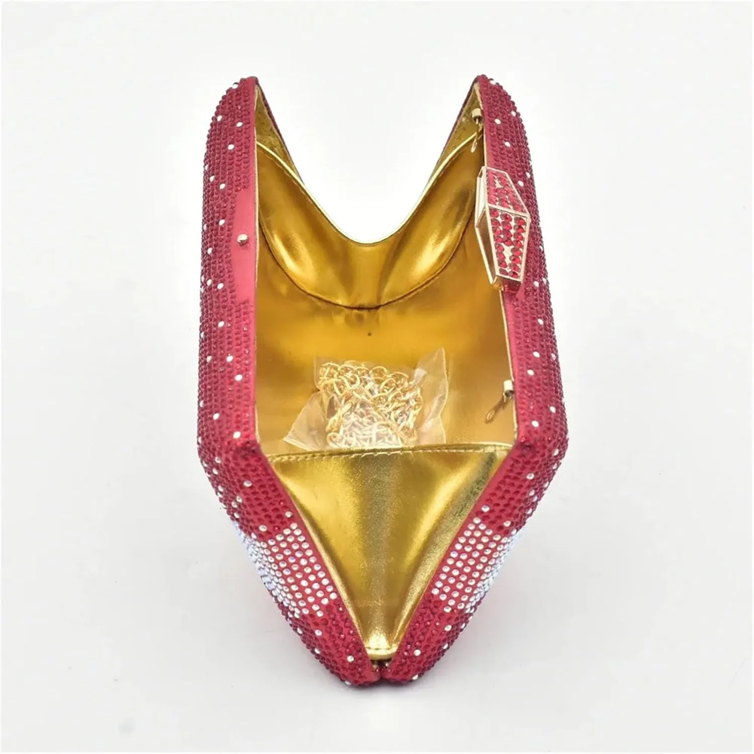 Women's Wide Heel African Shoe & Bag Set - Rhinestone Pumps & Clutch for Nigerian Weddings and Parties