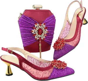Women's Winter White Italian Low Heel Pumps & Clutch - Elegant Wedding Party Set