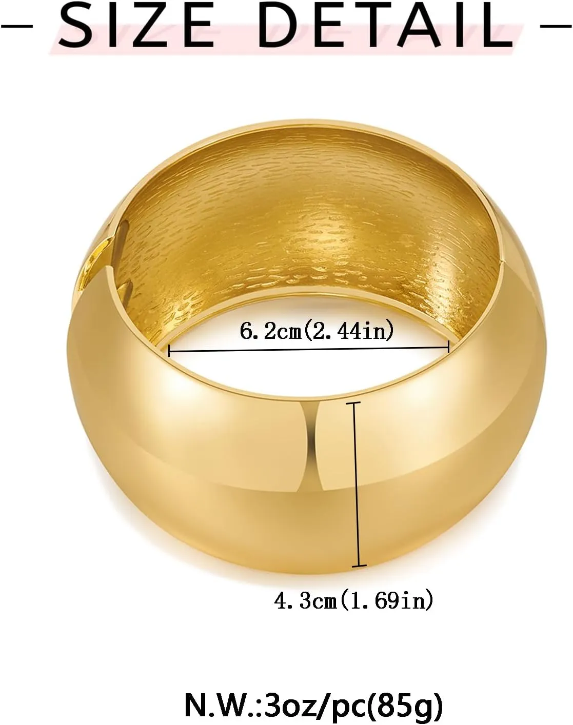 WOWORAMA Extra Wide Chunky Bangle Bracelets for Women Heavy Thick Gold Hinged Cuff Bangles Exaggerated Bold Statement Bracelet Boho Hinge Wrist Wrap Cuff Bracelet