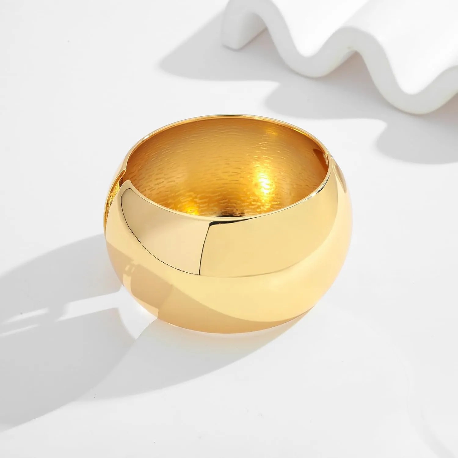 WOWORAMA Extra Wide Chunky Bangle Bracelets for Women Heavy Thick Gold Hinged Cuff Bangles Exaggerated Bold Statement Bracelet Boho Hinge Wrist Wrap Cuff Bracelet
