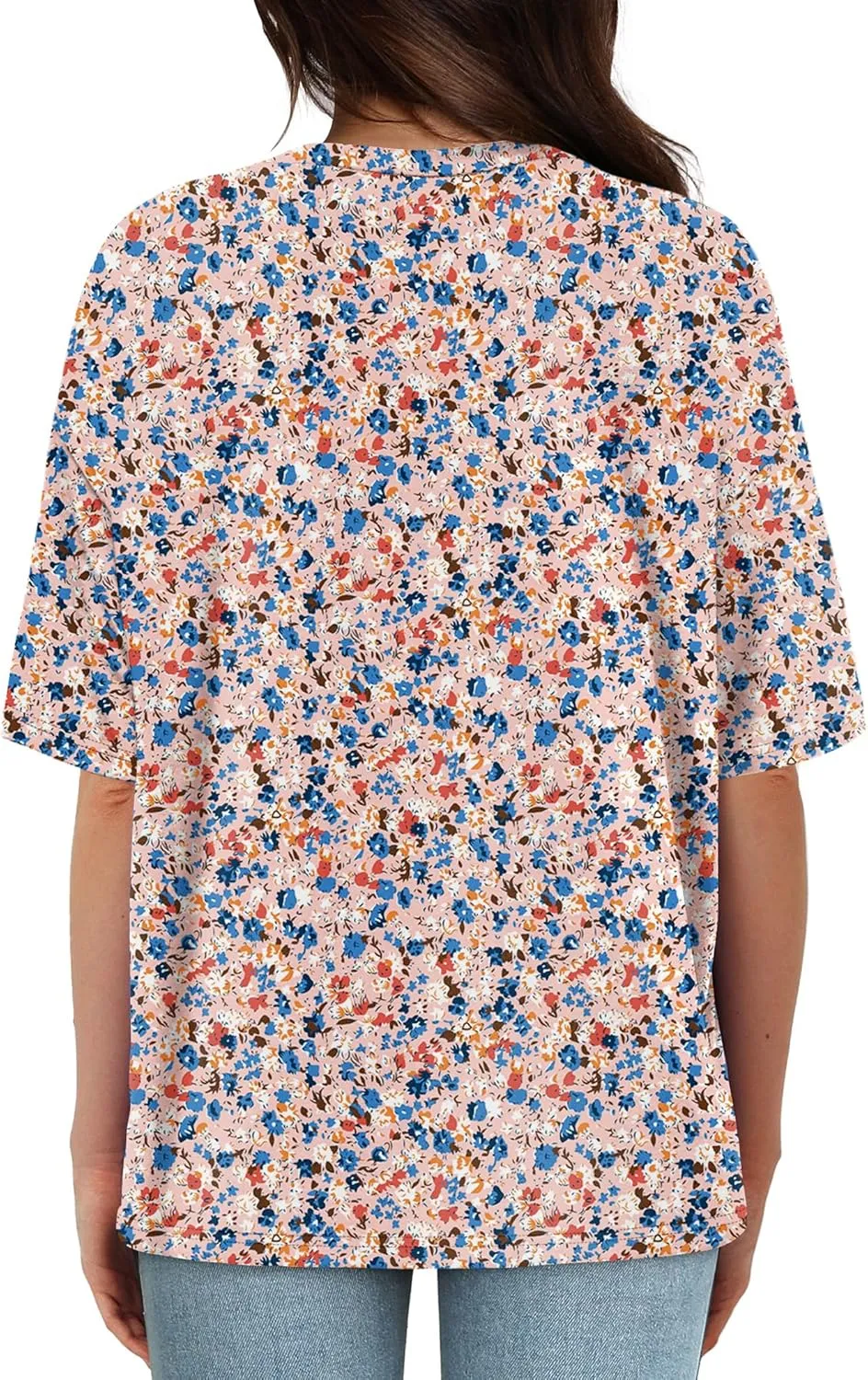 XIEERDUO Oversized T Shirts for Women Summer Short Sleeve Tops Loose Scook Neck