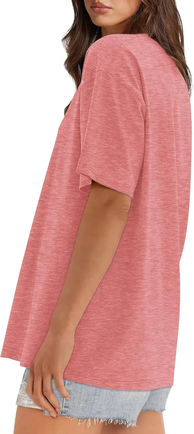 XIEERDUO Oversized T Shirts for Women Summer Short Sleeve Tops Loose Scook Neck