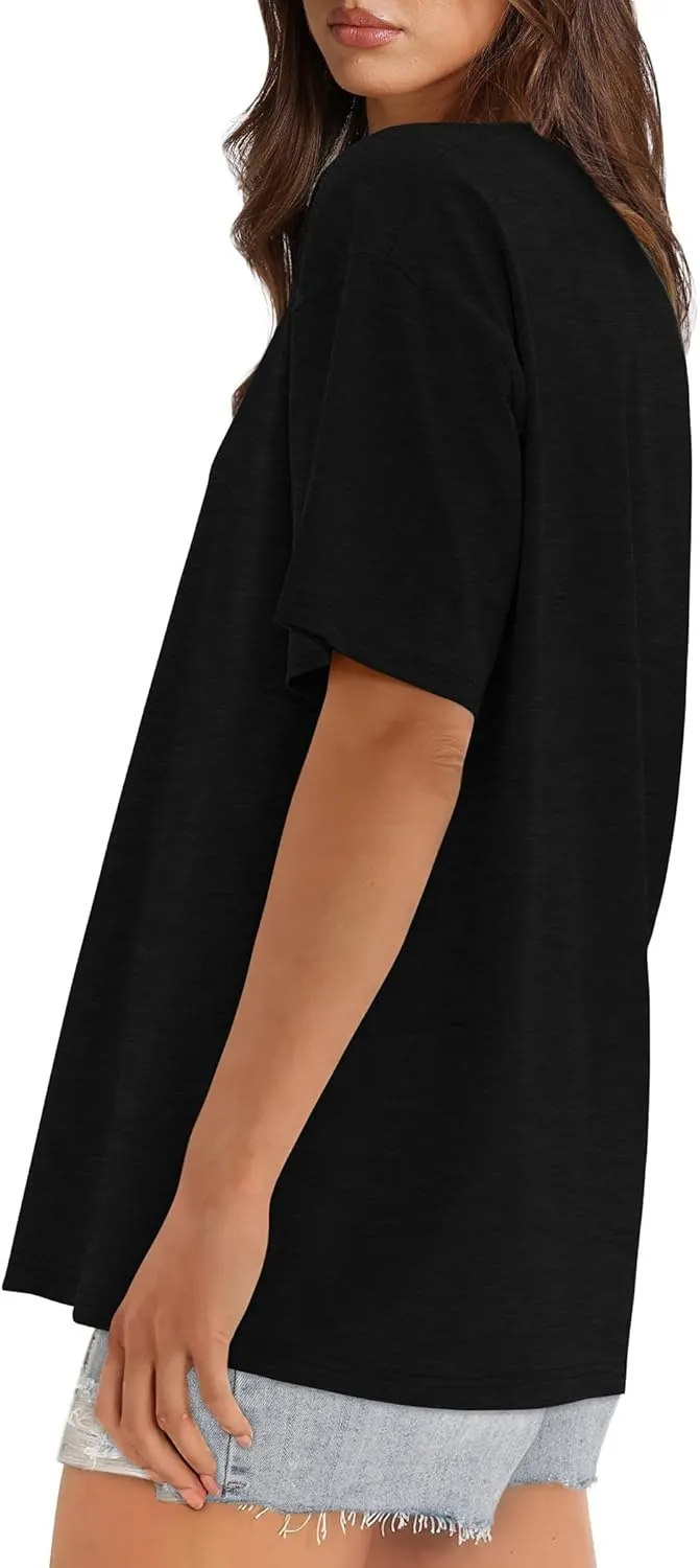XIEERDUO Oversized T Shirts for Women Summer Short Sleeve Tops Loose Scook Neck