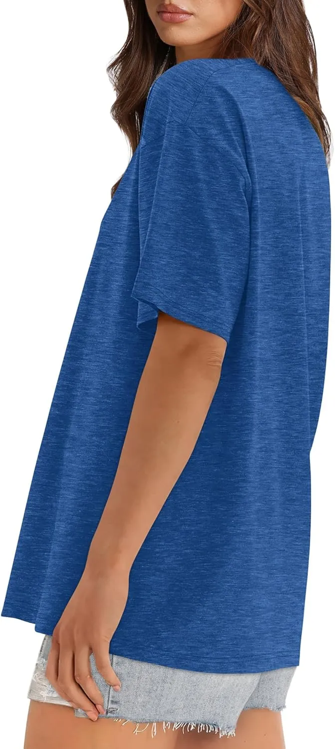 XIEERDUO Oversized T Shirts for Women Summer Short Sleeve Tops Loose Scook Neck