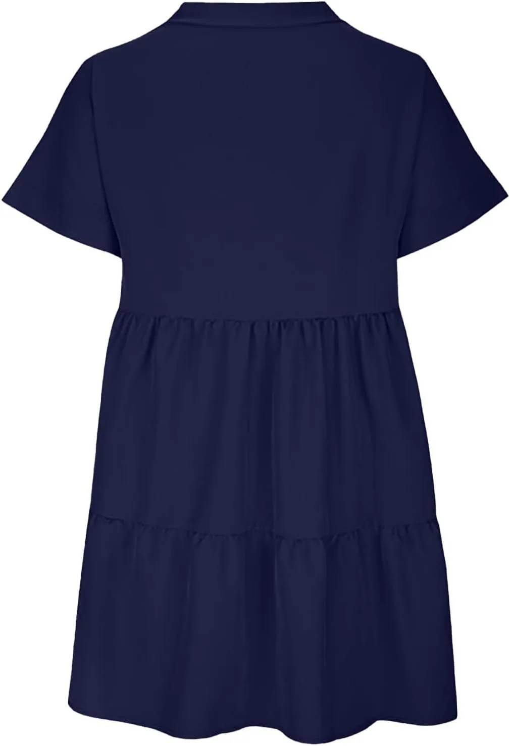 XOWRTE Womens Summer Dress V Neck Short Sleeve Ruffle Hem Tiered Flowy Swing Midi Dresses 2025 Trendy Smock Beach Sundress