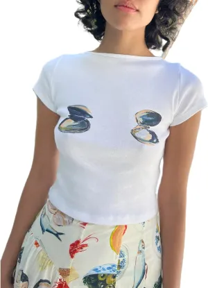 Y2K Baby Tees Women Short Sleeve Fitted Cropped Tops E Girl Funny Aesthetic Graphic T Shirt 2000s Summer Clohtes
