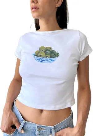 Y2K Baby Tees Women Short Sleeve Fitted Cropped Tops E Girl Funny Aesthetic Graphic T Shirt 2000s Summer Clohtes
