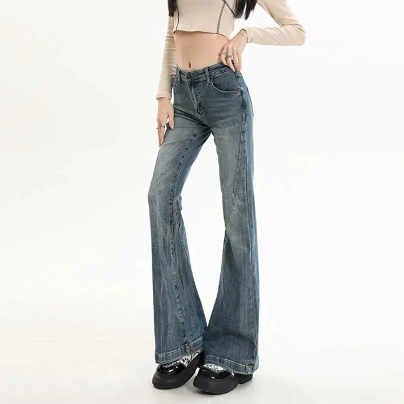 Y2K Streetwear Blue Vintage Flared Jeans