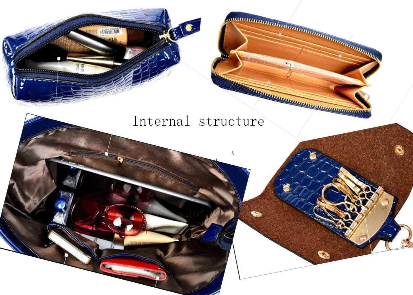 YAQUNICER Women PU Leather Handbags Tote Shoulder Bags Top Satchel Purses 6pcs Handbag with Matching Wristlet Purse Set