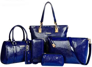 YAQUNICER Women PU Leather Handbags Tote Shoulder Bags Top Satchel Purses 6pcs Handbag with Matching Wristlet Purse Set