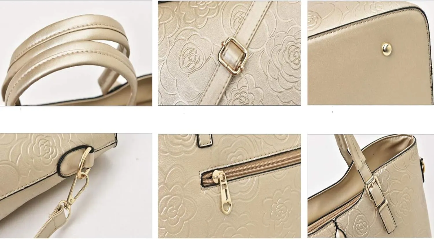 YAQUNICER Women Satchel Handbags Purse-Fashion PU Leather Tote for Ladies Shoulder Bag 6pcs Set Clutches Wallets