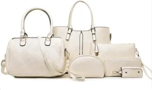 YAQUNICER Women Satchel Handbags Purse-Fashion PU Leather Tote for Ladies Shoulder Bag 6pcs Set Clutches Wallets