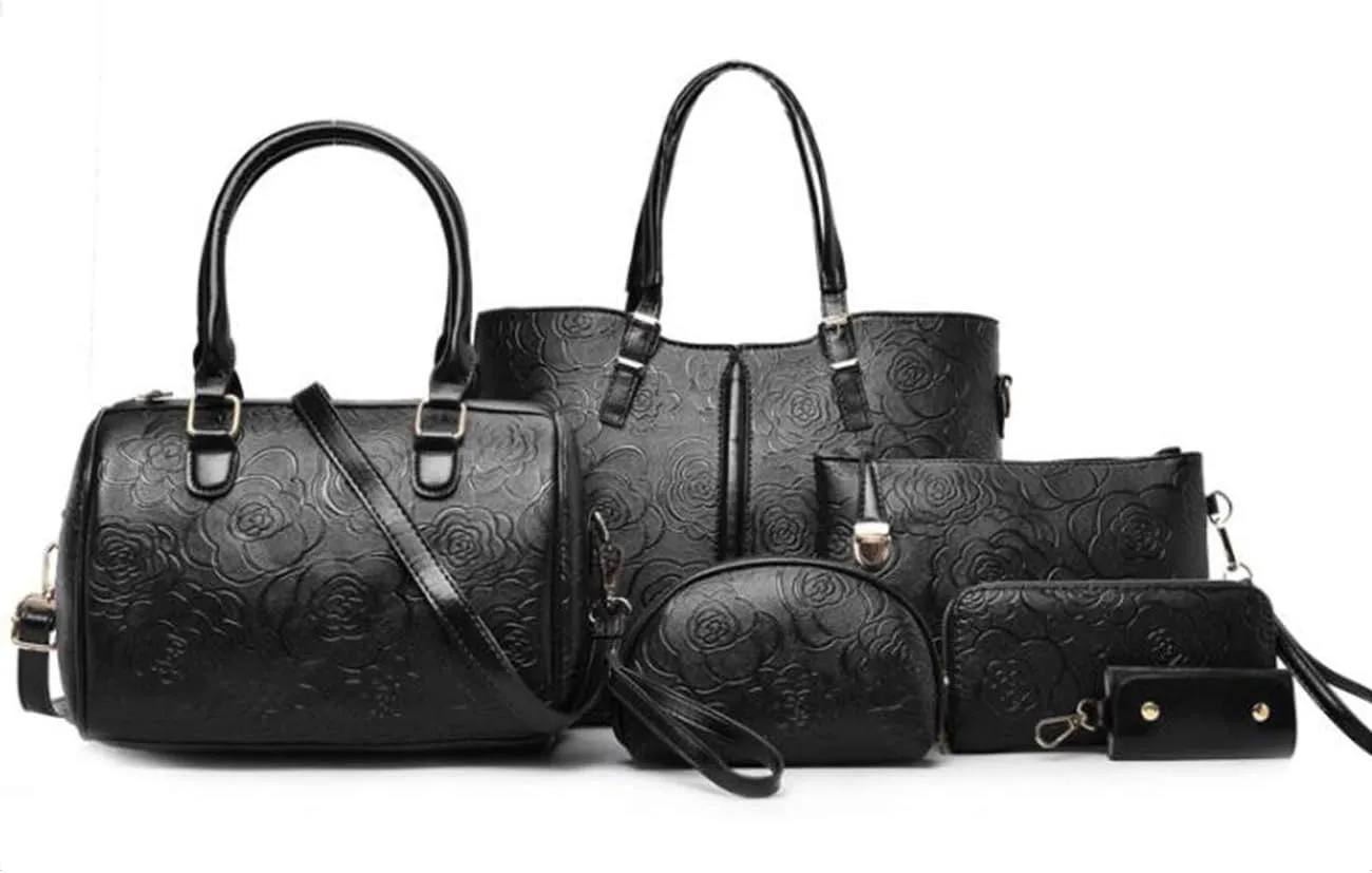 YAQUNICER Women Satchel Handbags Purse-Fashion PU Leather Tote for Ladies Shoulder Bag 6pcs Set Clutches Wallets