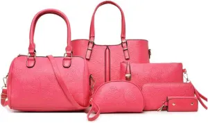 YAQUNICER Women Satchel Handbags Purse-Fashion PU Leather Tote for Ladies Shoulder Bag 6pcs Set Clutches Wallets