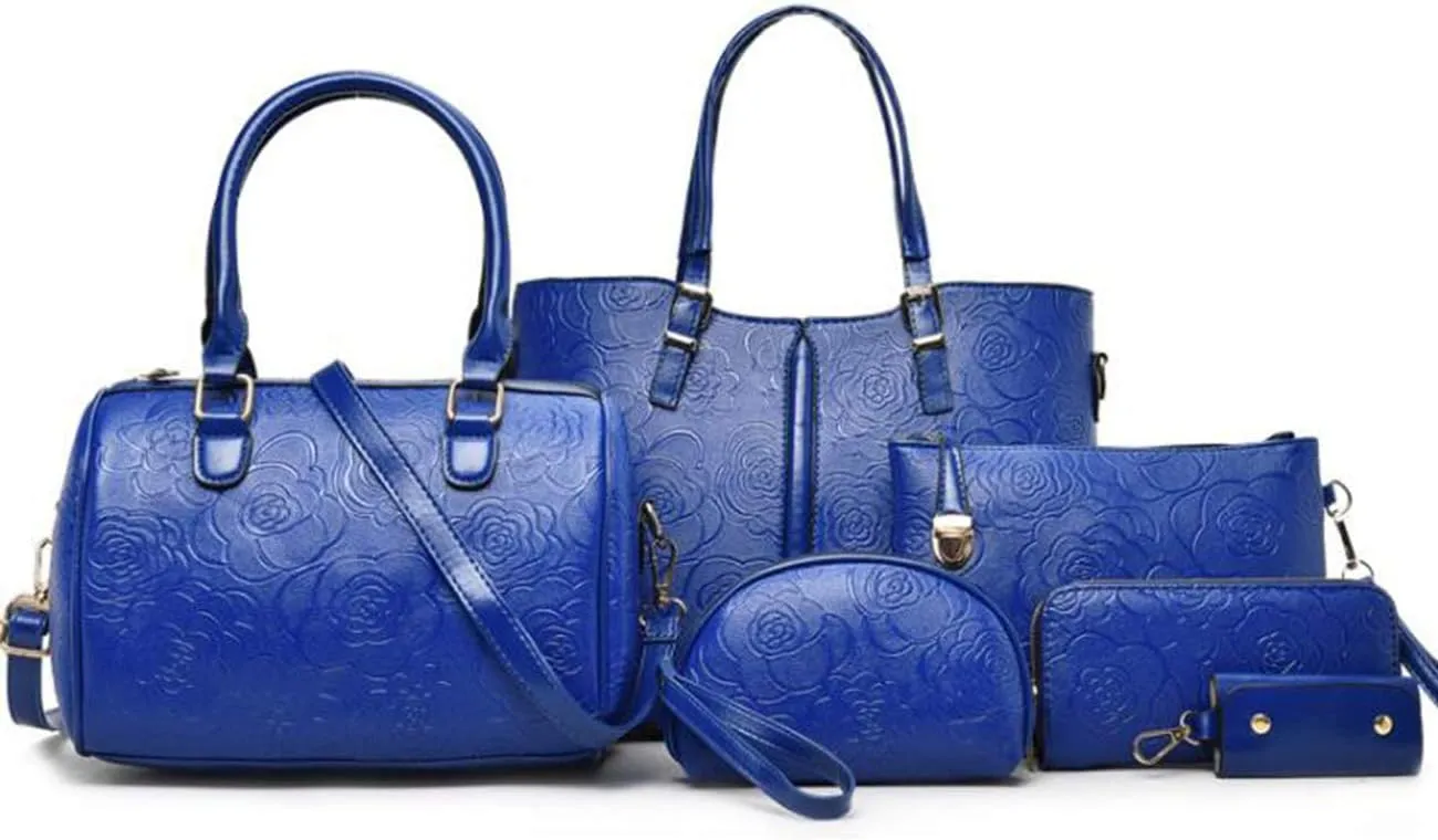 YAQUNICER Women Satchel Handbags Purse-Fashion PU Leather Tote for Ladies Shoulder Bag 6pcs Set Clutches Wallets