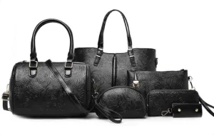 YAQUNICER Women Satchel Handbags Purse-Fashion PU Leather Tote for Ladies Shoulder Bag 6pcs Set Clutches Wallets