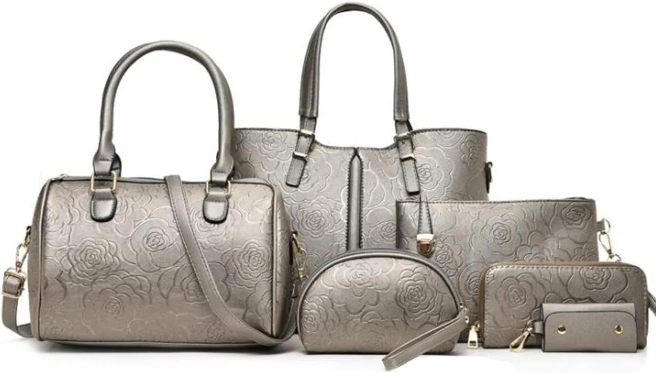 YAQUNICER Women Satchel Handbags Purse-Fashion PU Leather Tote for Ladies Shoulder Bag 6pcs Set Clutches Wallets