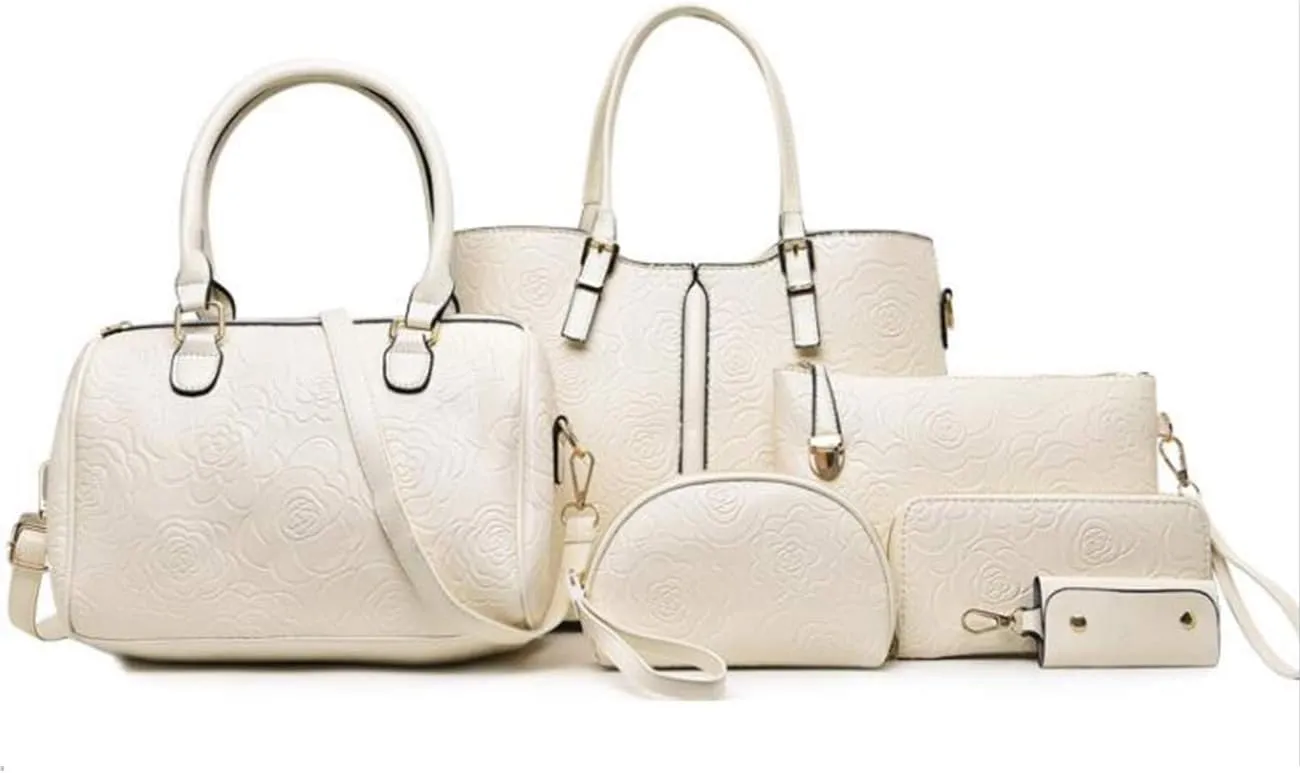 YAQUNICER Women Satchel Handbags Purse-Fashion PU Leather Tote for Ladies Shoulder Bag 6pcs Set Clutches Wallets