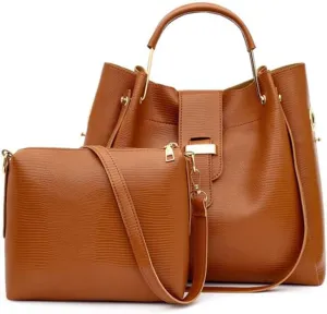 YAQUNICER Women Soft Synthetic PU Leather Ladies Satchel Crossbody Hobo 2pcs Simplicity Handbags Shoulder Clutches