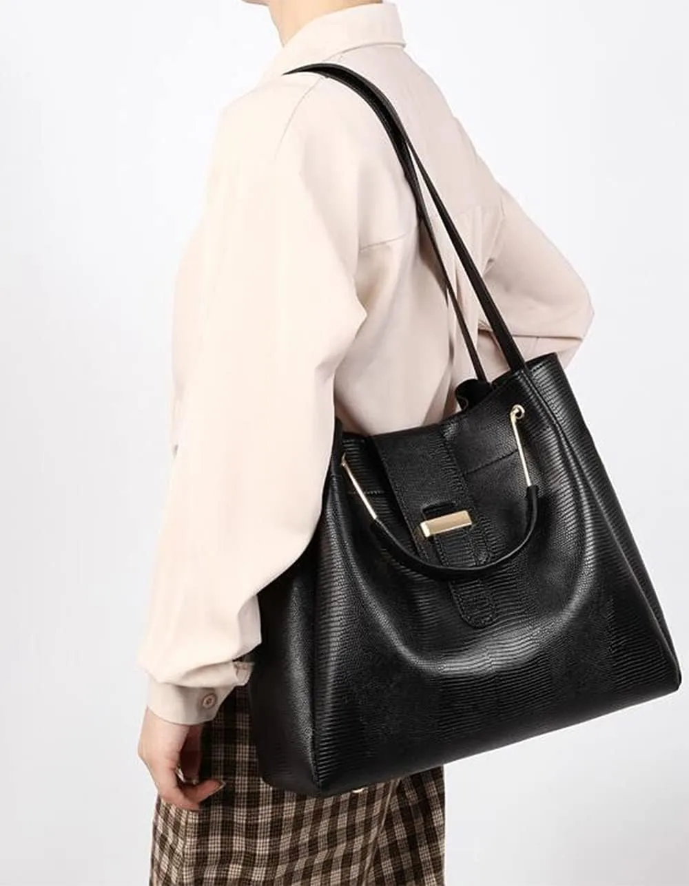 YAQUNICER Women Soft Synthetic PU Leather Ladies Satchel Crossbody Hobo 2pcs Simplicity Handbags Shoulder Clutches