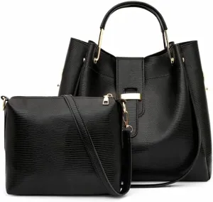 YAQUNICER Women Soft Synthetic PU Leather Ladies Satchel Crossbody Hobo 2pcs Simplicity Handbags Shoulder Clutches